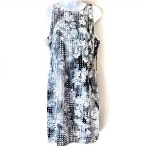 Andrew Marc New York Sheath Dress Cutout Scuba Floral Abstract NWT Size 12 Gray
